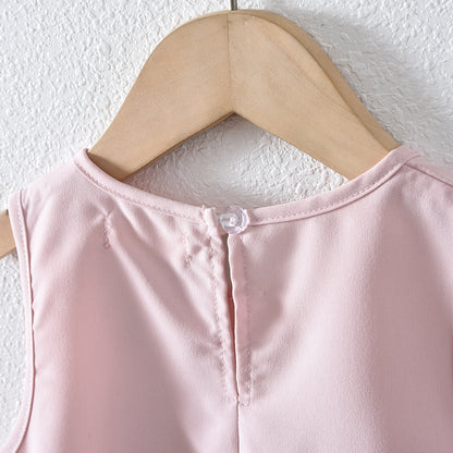 Girls' Floral Outfit 3D Rose Summer Dress