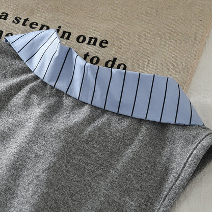 Stripes Shirt Patchwork Casual Dress Cute Letter Girls' Pleated Dress