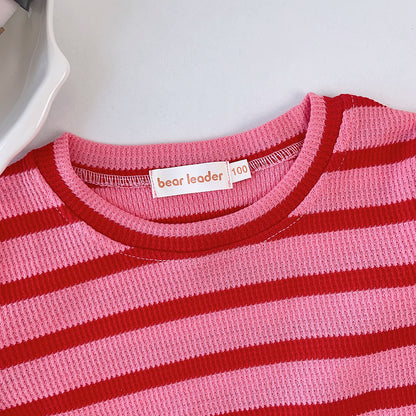 Girls' Stripe T-shirt+Pant Fashion Set