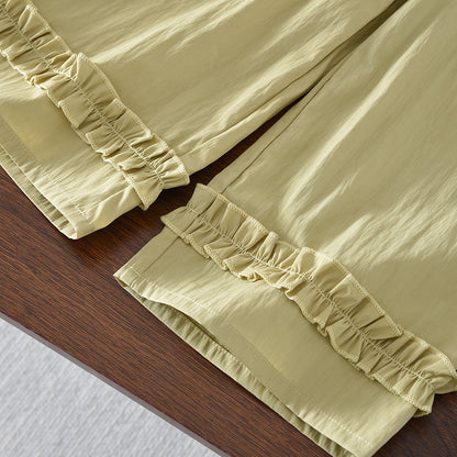 Ruffle Cute Vest Top+Wide Leg Pants Girls' Casual Set