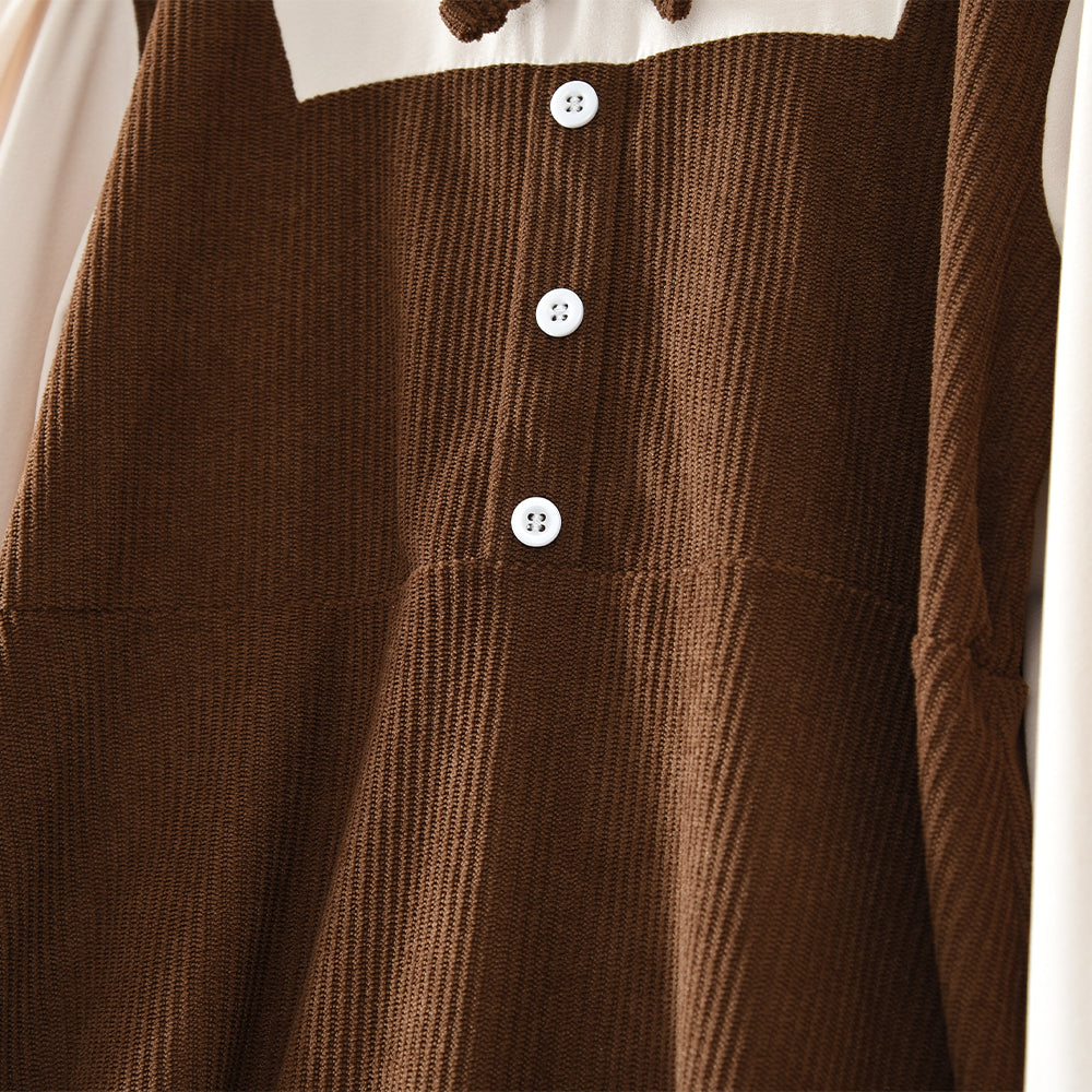 Girls' Long Sleeve Patchwork Vintage Dress