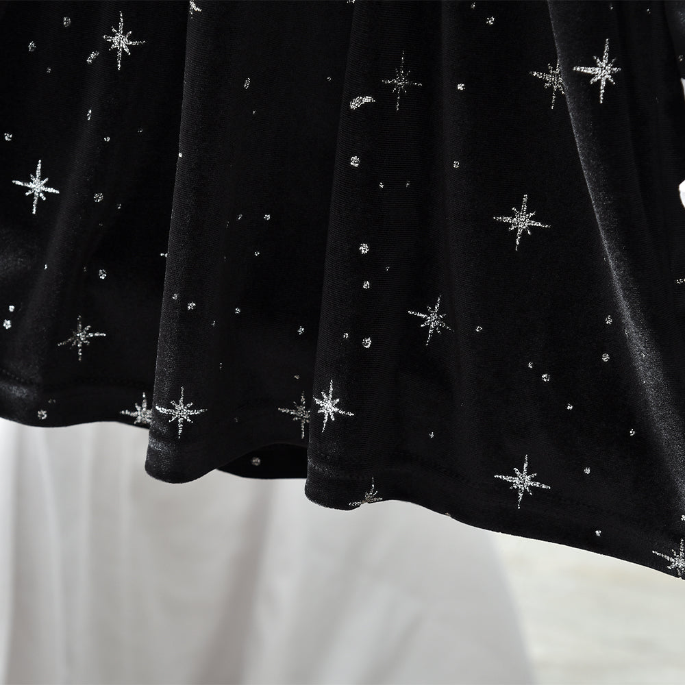 Girls' Starry Velvet Elegant Dress