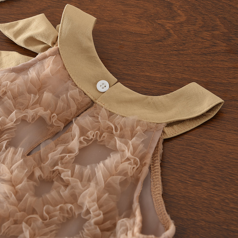 Mesh Flower Sun-Dress Cute Bow Summer Girls' Princess Dress