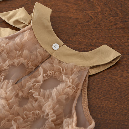 Mesh Flower Sun-Dress Cute Bow Summer Girls' Princess Dress