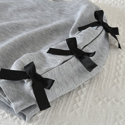 Girls' Bow Sweatshirt+Mesh Skirt Fashion 2pcs Set