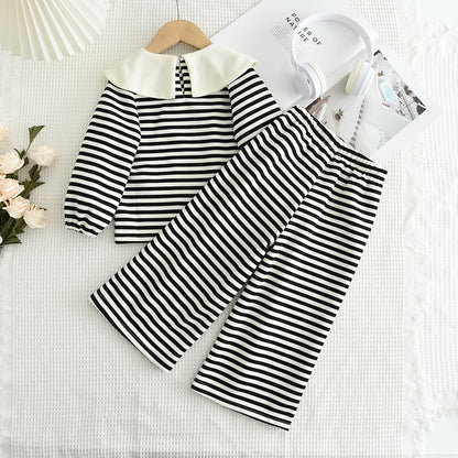 Girls' Stripes Cute Casual Set