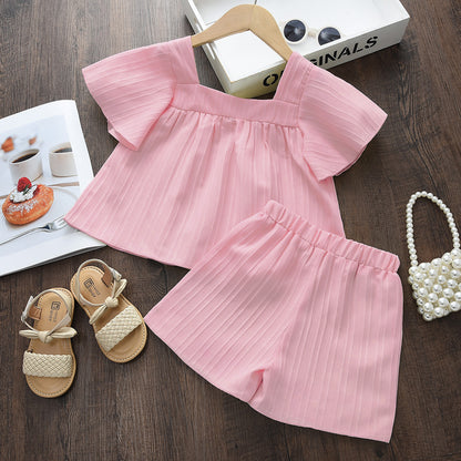 Girls' Ethnic Style Patch Shorts Set