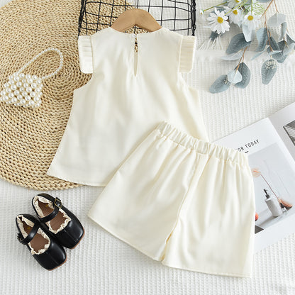 Girls' Flowers Shorts Elegant Set