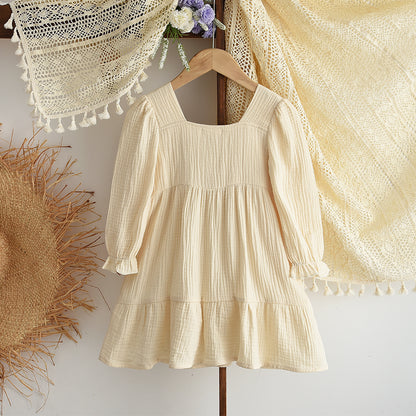 Girls' Organic Cotton Knitted Patch Comfy Dress