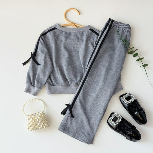 Girls' Bow-knot Casual Sweatshirt Set