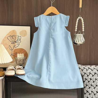 Girls' Elegant Three-dimensional Floral Dress