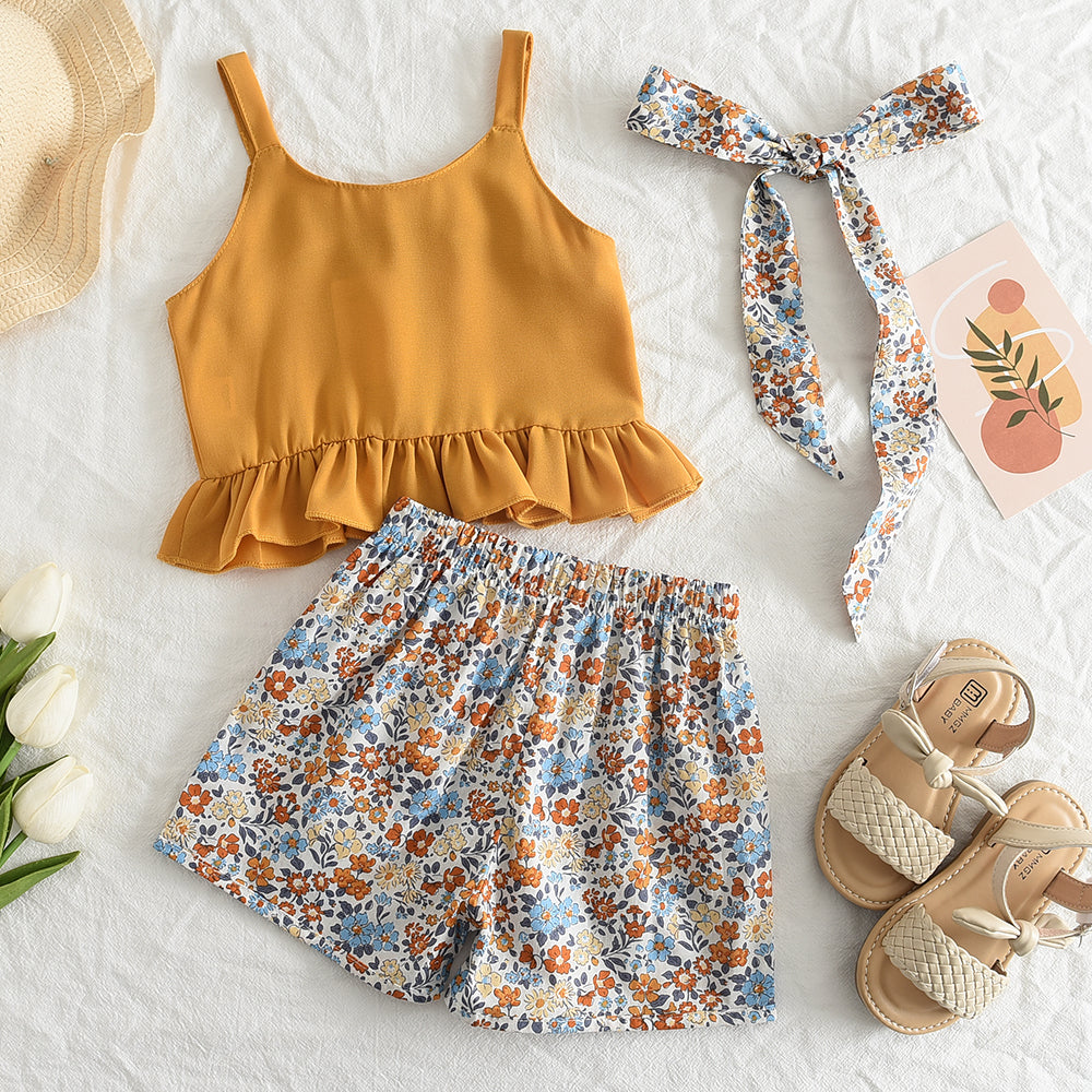 Girls' Floral Printing vacation set