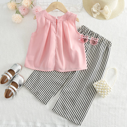 Girls' Shirt+Stripe Pant 2PCS Set