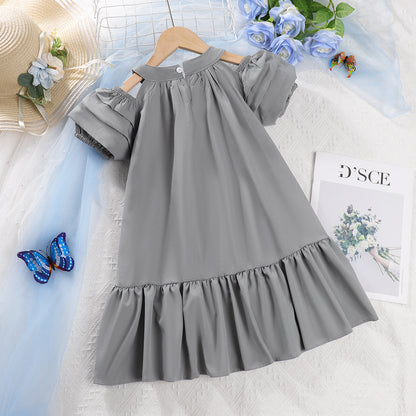 Girls' Short Sleeve Elegant Ceremonial Dress