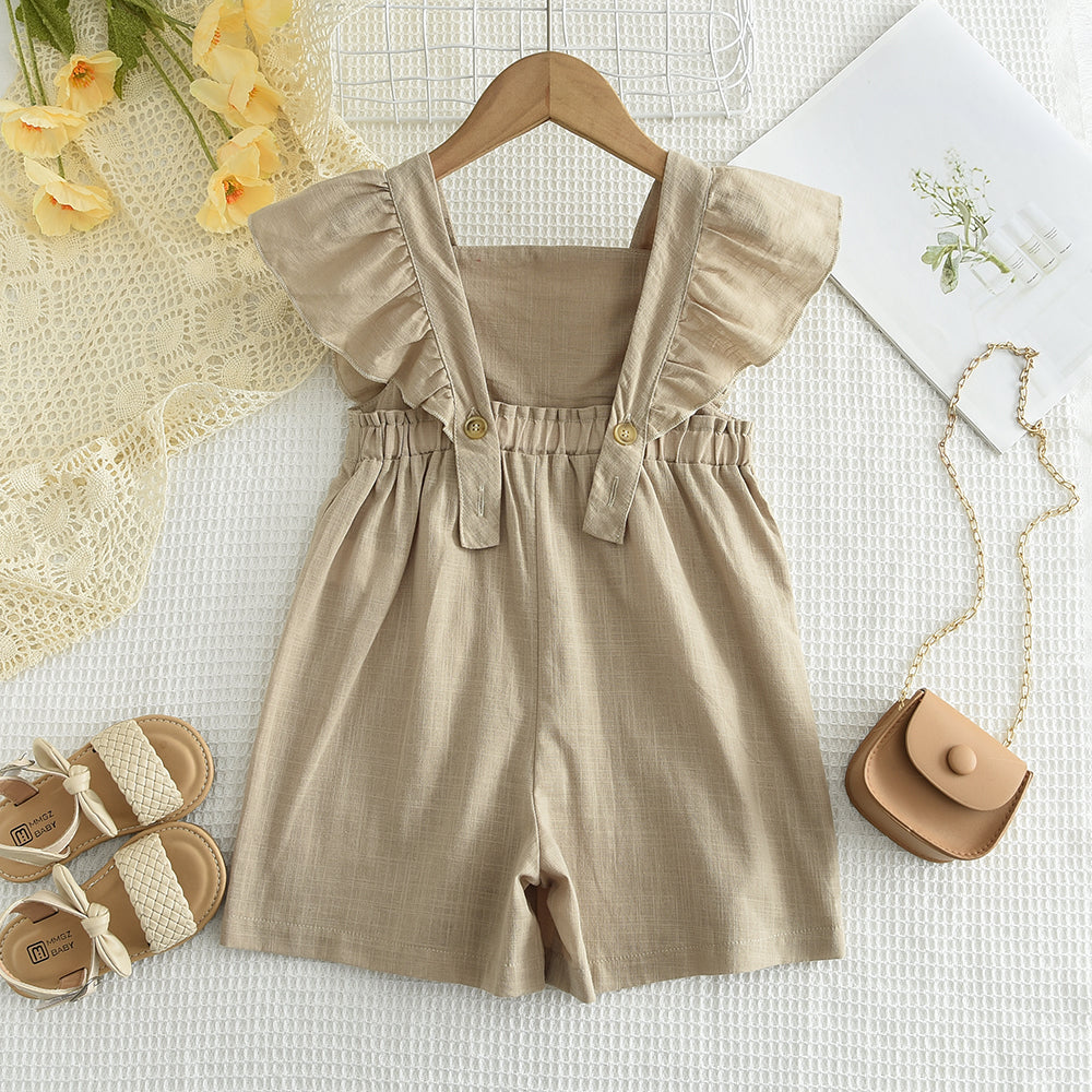 Girls' Jumpsuits 100% Cotton Ruffle Rompers Outfit
