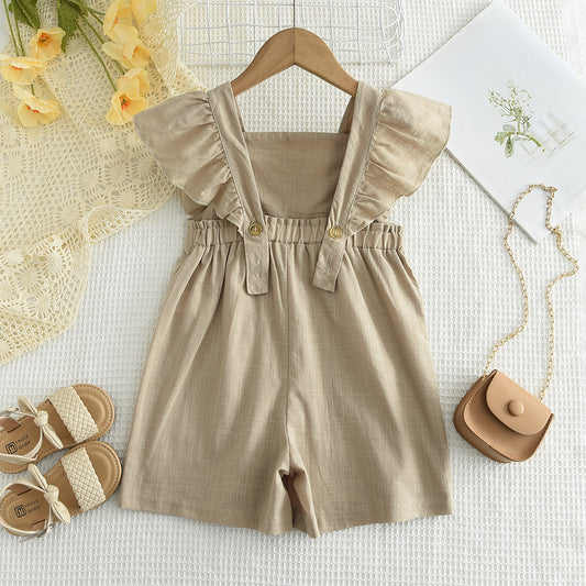 Girls' Jumpsuits 100% Cotton Ruffle Rompers Outfit