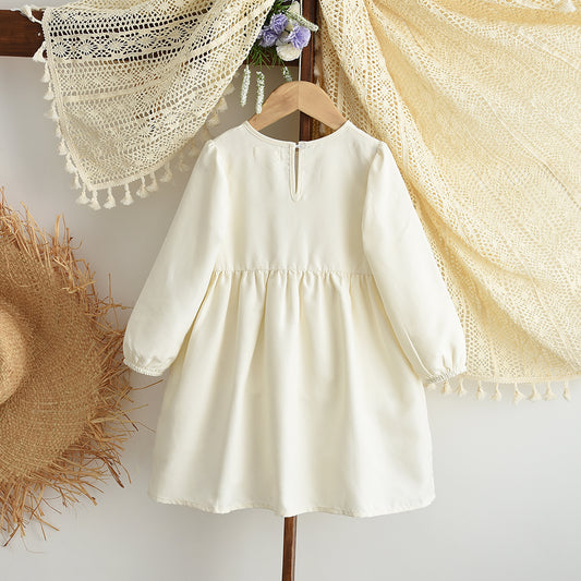 Girls' Bow-knot Contrast Color Casual Dress