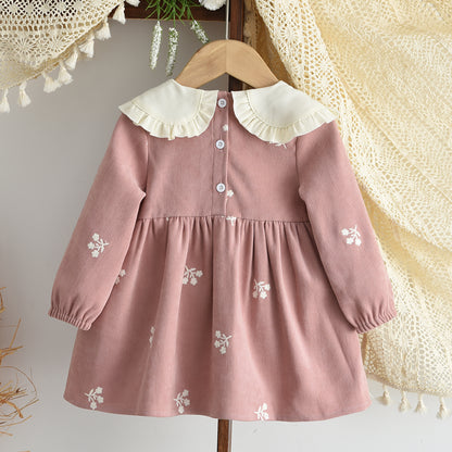 Baby Girls' Flower Embroidery Seasonal Fashion Dress