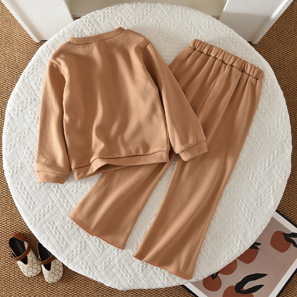 Girls' Bow-knot Flared Trousers Sweatshirt Set