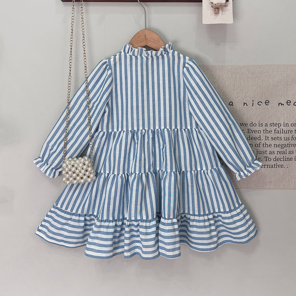 Girls' Vertical Stripes Fashion Outfit Street Dress