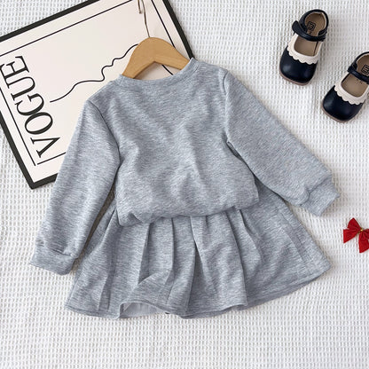 Girls' Letter Top+Skirt 2PCS Casual Set