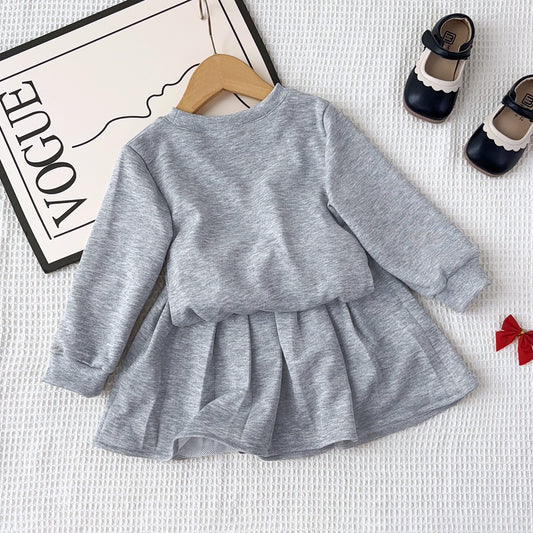 Girls' Letter Top+Skirt 2PCS Casual Set