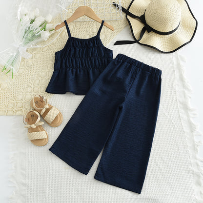 Girls' Halter Top+Pant Casual Vacation Set