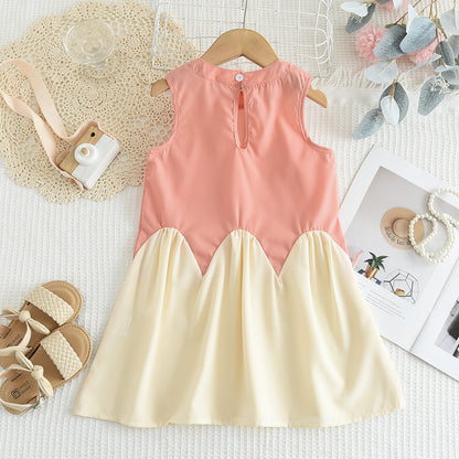Girls' Patchwork Casual Dress