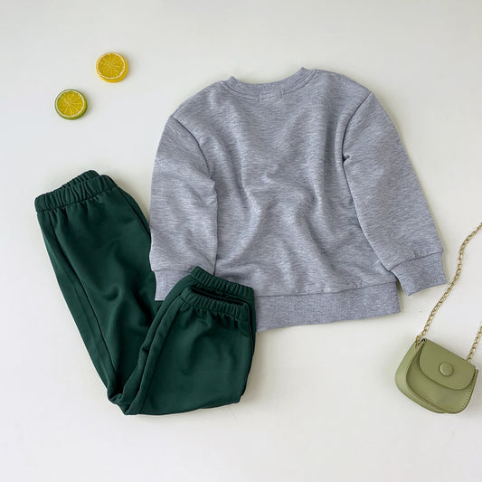 Girls' Casual Letter Top+Pant Sports Set