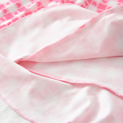 Girls' Cartoon Heart Plaid Rose Pajamas Set