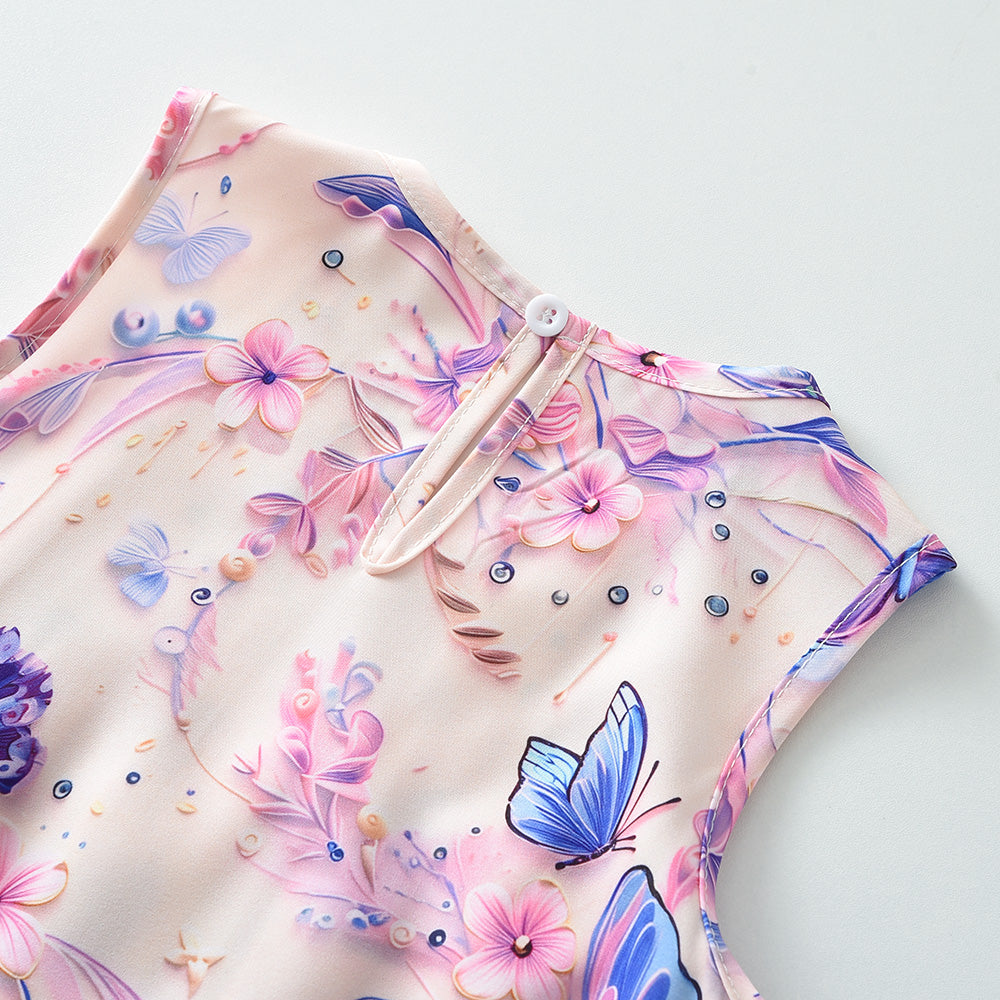 Girls' Butterfly Printing Bow-knot Set