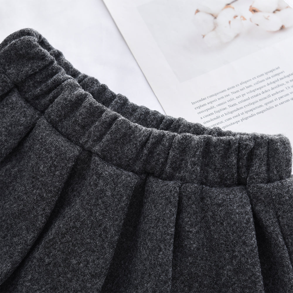 Girls' Pockets Ruffle Coat+Skirt 2pcs Vintage Set