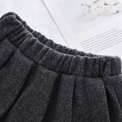 Girls' Pockets Ruffle Coat+Skirt 2pcs Vintage Set