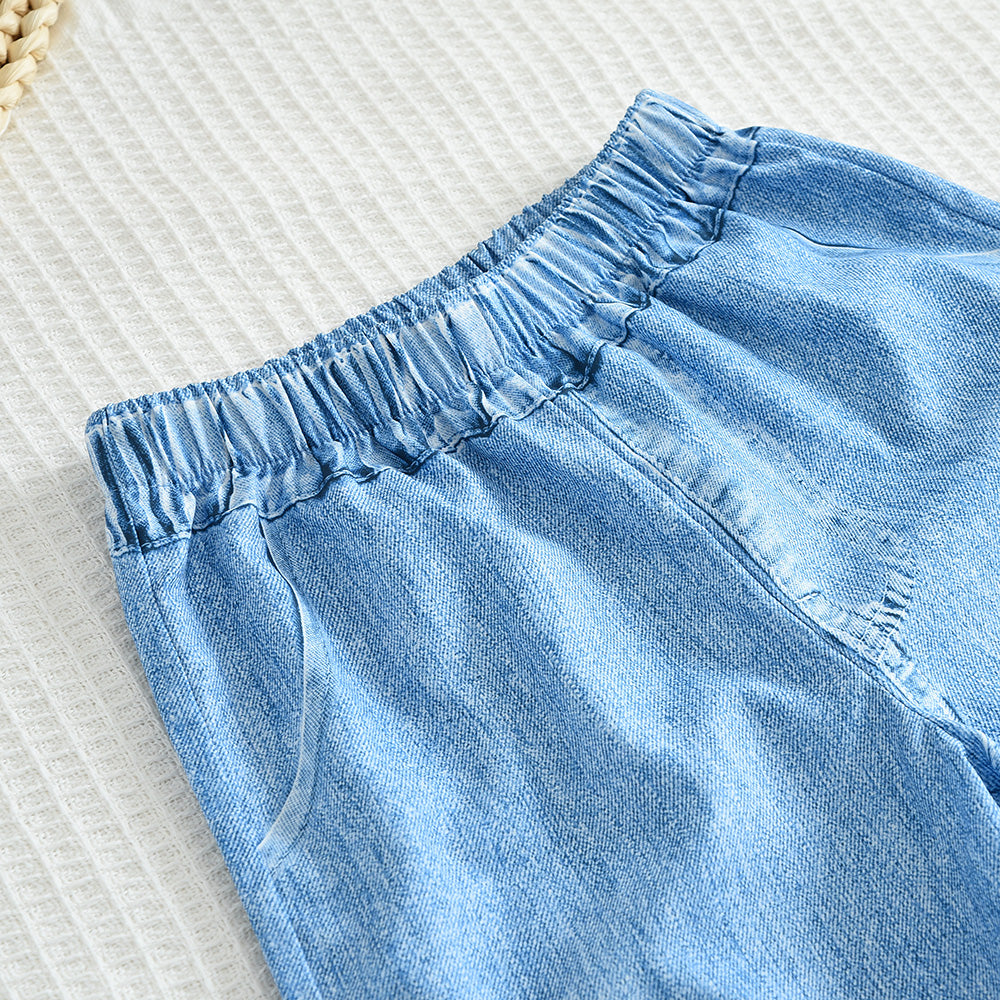 Girls' Fake Jean Sun-top Trousers Fashion Set