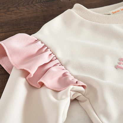Girls' Letter Sweatshirt+Flared Trousers Set
