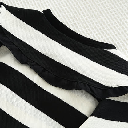Girls' Strips Top+Skirt Classic Set