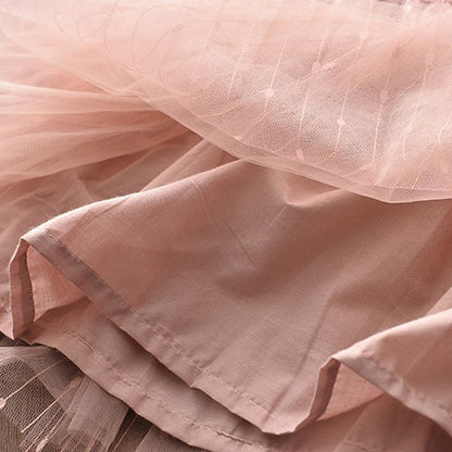 Girls' Mesh Patchwork Cute Princess Dress