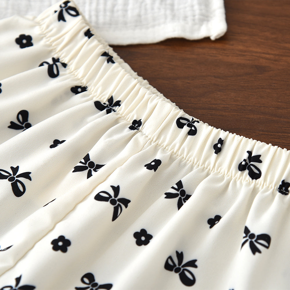 Girls' Bow-knot Sweatshirt+Shorts Cute Set