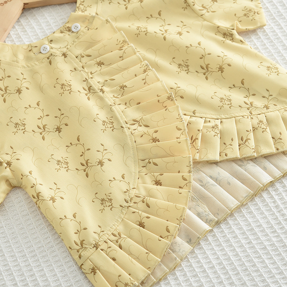 Girls' Ruffle Top+Jogger Pant Printing Set