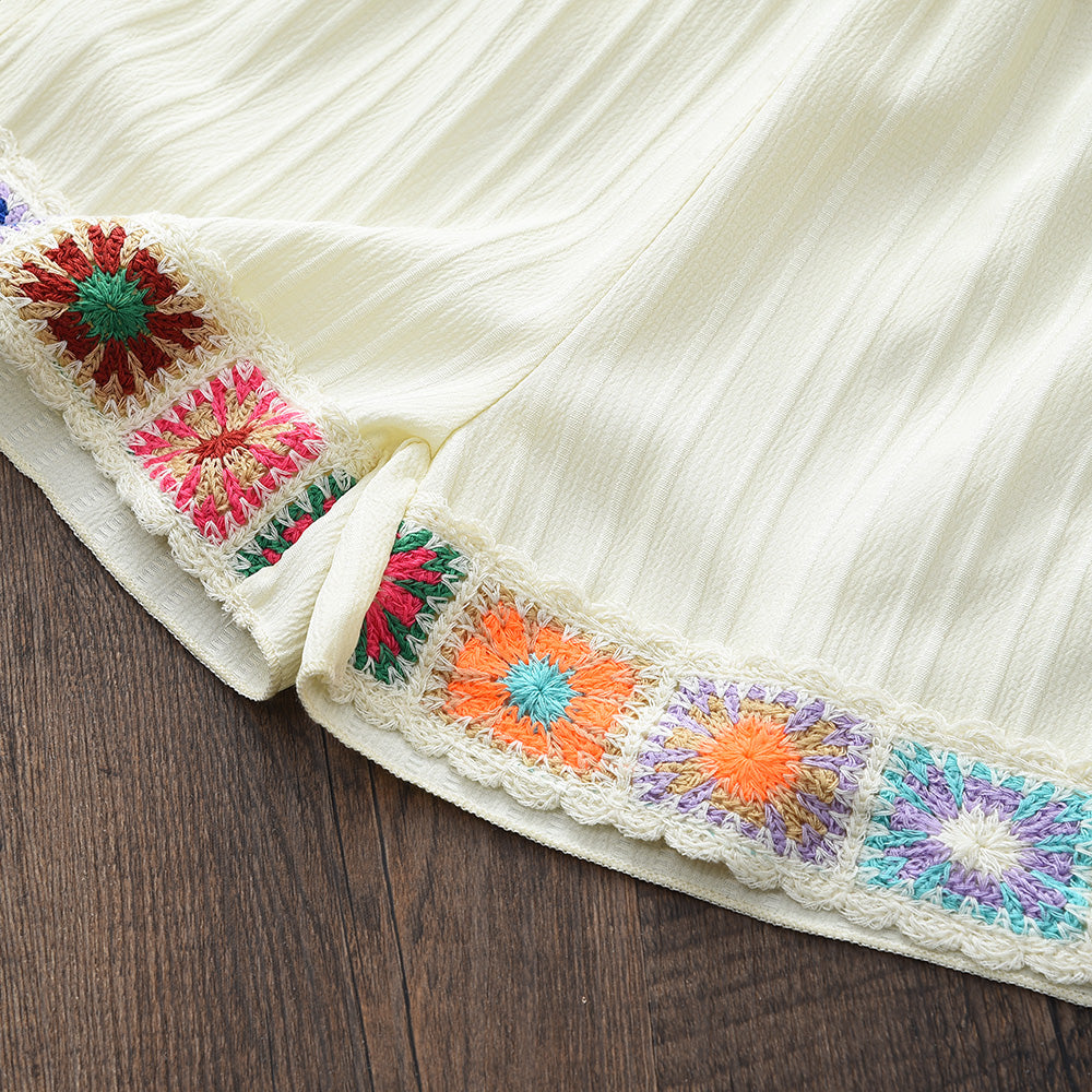 Girls' Ethnic Style Patch Shorts Set