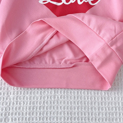 Girls' Letter Printing Casual Hoodie Set