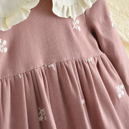 Baby Girls' Flower Embroidery Seasonal Fashion Dress