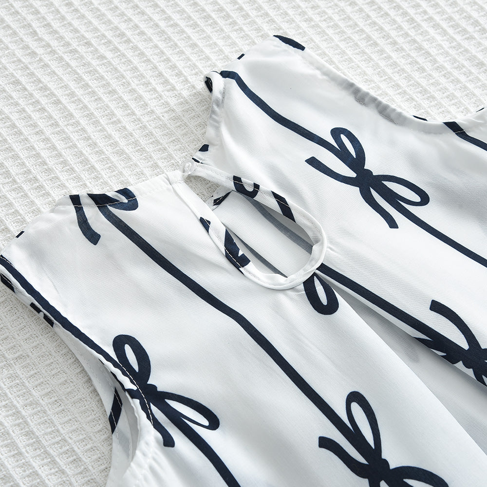 Girls' Bow-knot Printing Trousers Set