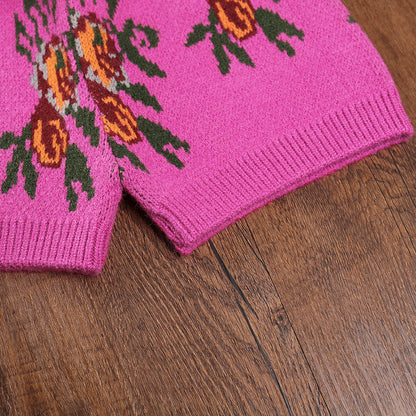 Girls' Ethnic Style Pattern Cardigan+Shorts Knitted Sweater Set