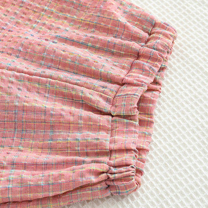Girls' Ruffle Plaid Contrast Colors Vacation Set