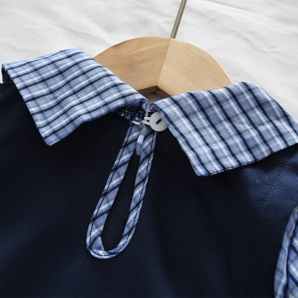 Girls' Patchwork Plaid Blouse Bow Trousers Stylish Outfit