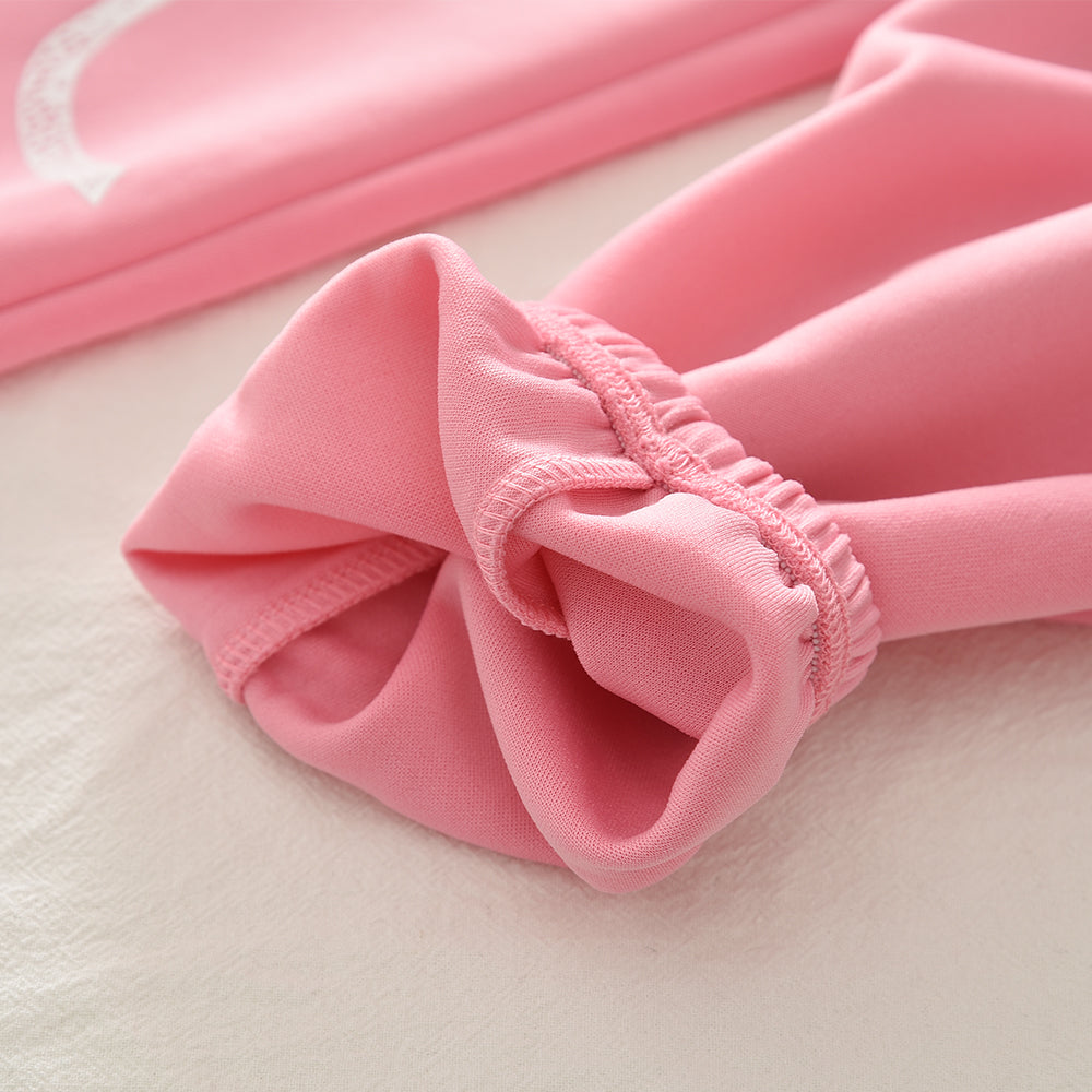 Cartoon Bow Print Sweatshirt+Sweatpants 2pcs Set Christmas Holiday Casual Girls Clothes