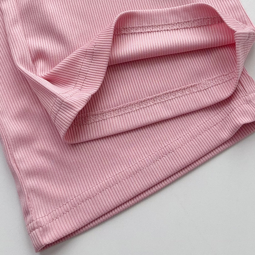 Wrinkle Bow Ruffle Vest+Wide Leg Trousers Elegant Girls' Set