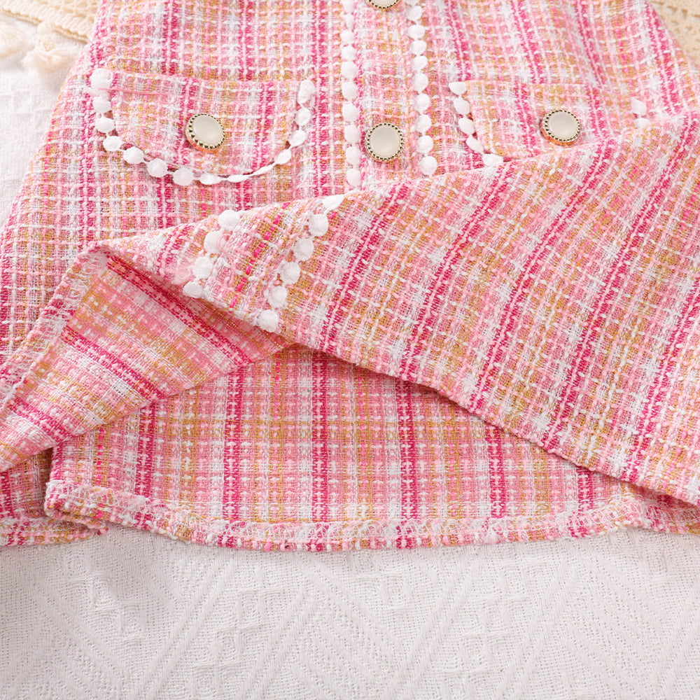 Girls' Elegant Style Plaid Dress