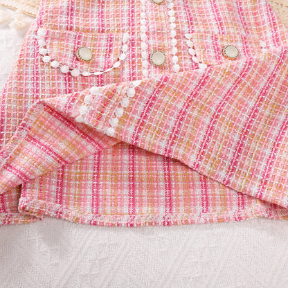 Girls' Elegant Style Plaid Dress
